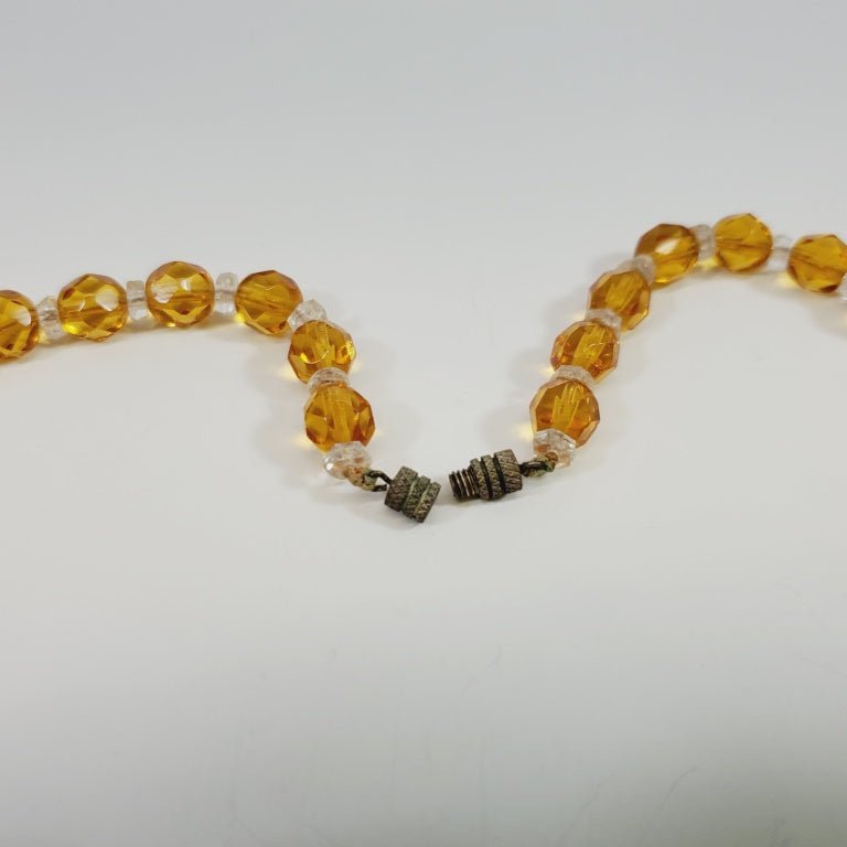 Vintage Yellow Crystal Beaded 18" Necklace - Unique Collectibles