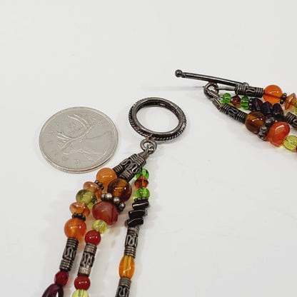 Glass Bead Triple Strand Necklace 16" - Unique Collectibles