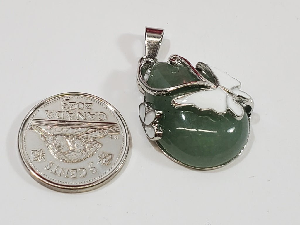 Butterfly Over Chalcedony Pendant - Unique Collectibles