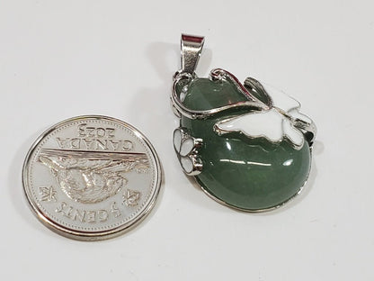 Butterfly Over Chalcedony Pendant - Unique Collectibles