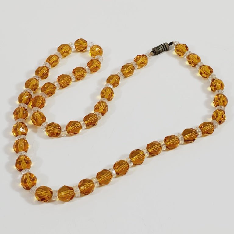 Vintage Yellow Crystal Beaded 18" Necklace - Unique Collectibles