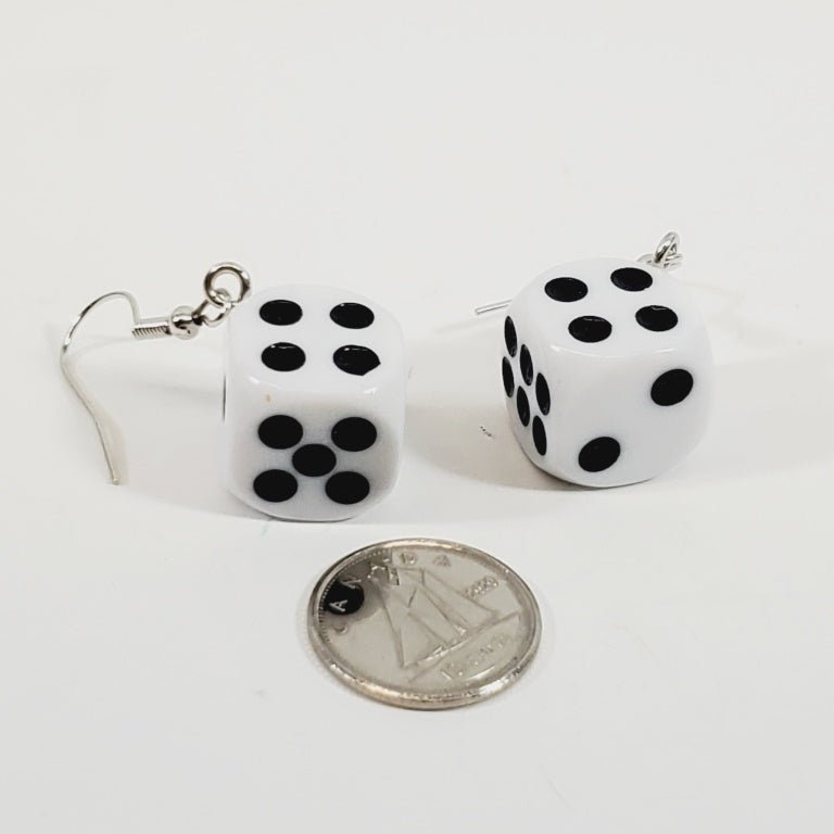 Lifesize Dice Dangly Pierced Earrings - Unique Collectibles