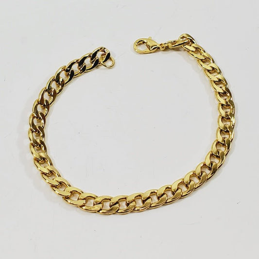Elegant Gold Tone 7" Bracelet Curb Links - Unique Collectibles