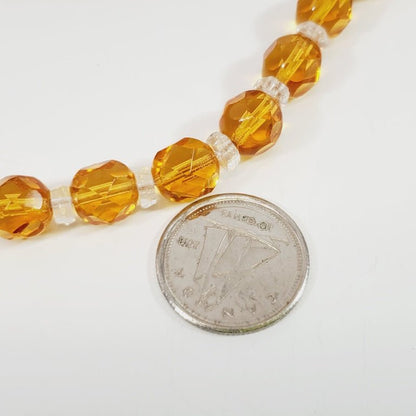 Vintage Yellow Crystal Beaded 18" Necklace - Unique Collectibles