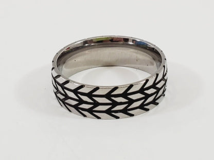 Stainless Steel Tire Tracks Men's Ring Size 12 - Unique Collectibles