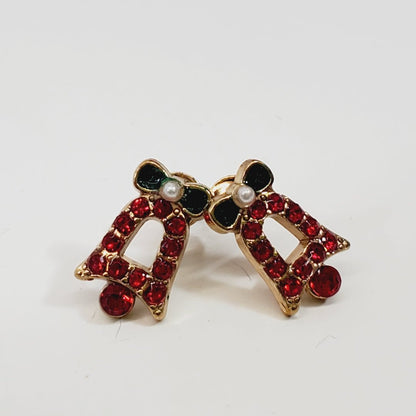 Crystal Christmas Earrings Red Bells - Unique Collectibles