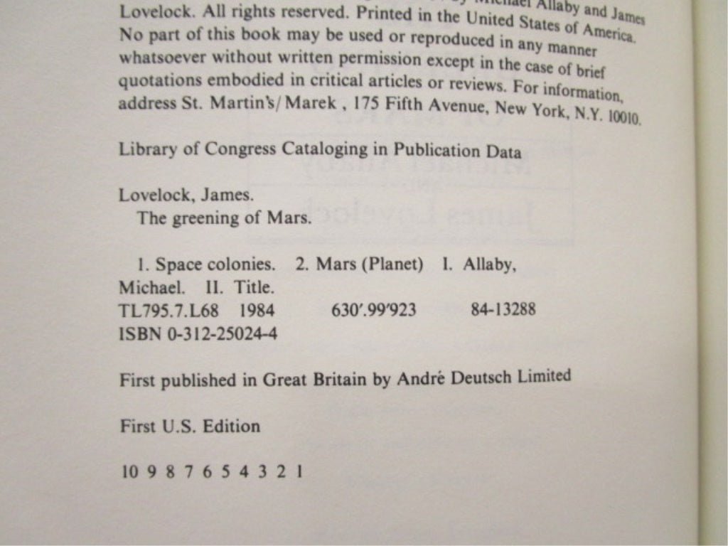 The Greening of Mars written by James Lovelock & Michael Allaby - Unique Collectibles
