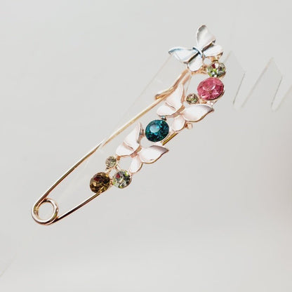 Floral Crystal Pin Brooch - Unique Collectibles