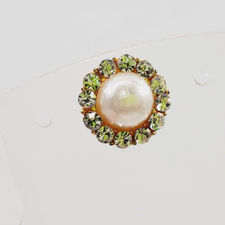 Crystal and Faux Pearl Pierced Earrings - Unique Collectibles
