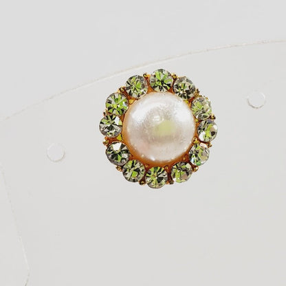 Crystal and Faux Pearl Pierced Earrings - Unique Collectibles