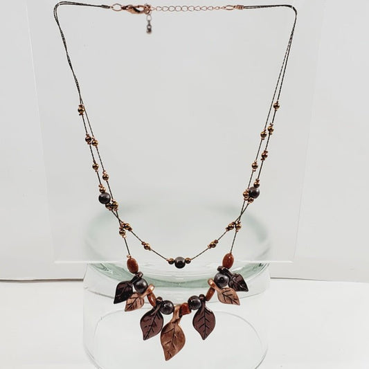 Vintage Metal Leaf Necklace 20 - 22" - Unique Collectibles
