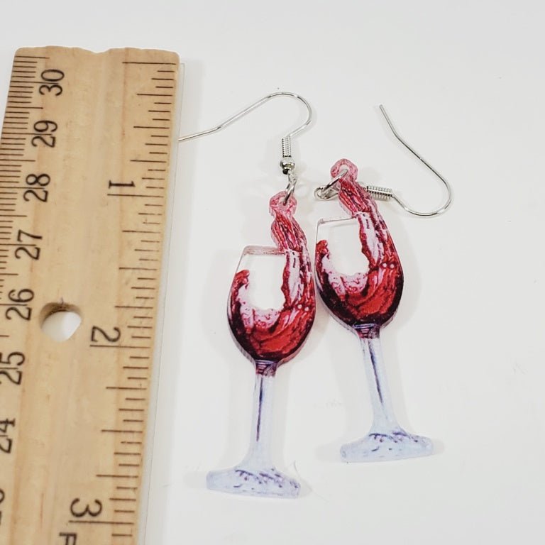 Wine Glass Earrings 2D - Unique Collectibles