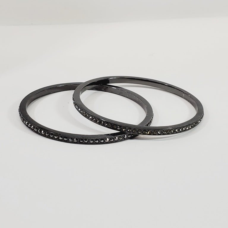 Two Crystal Gun Metal Bracelets - Unique Collectibles