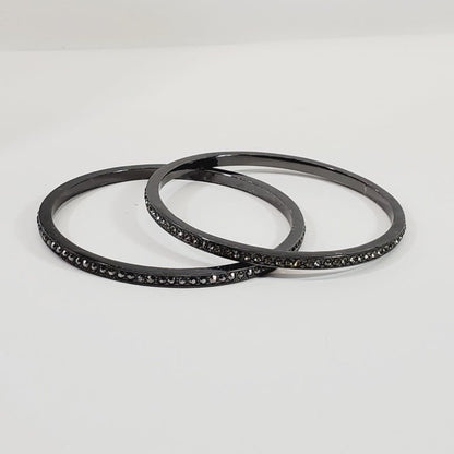 Two Crystal Gun Metal Bracelets - Unique Collectibles