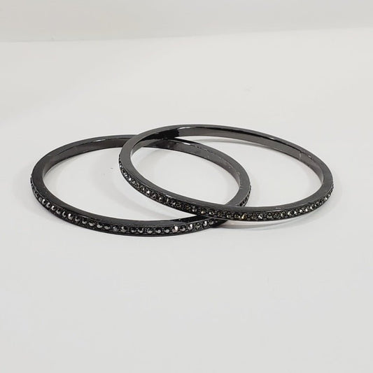Two Crystal Gun Metal Bracelets - Unique Collectibles