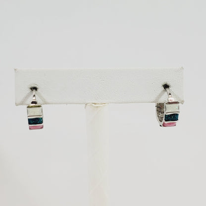 Hinged Back Enamel Earrings Circa 1980's - Unique Collectibles