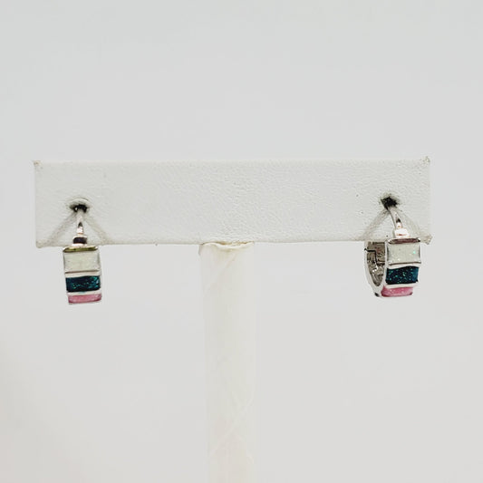 Hinged Back Enamel Earrings Circa 1980's - Unique Collectibles