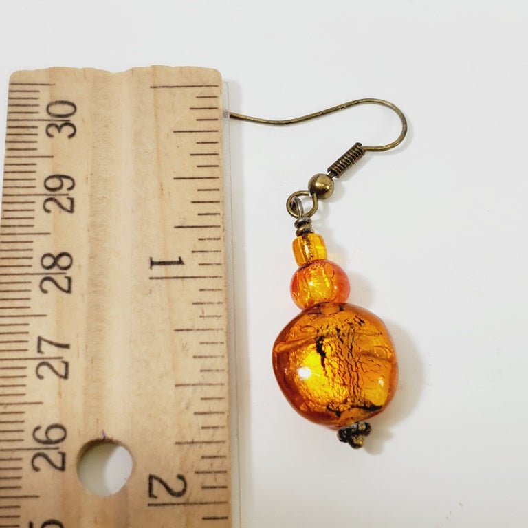 Art Glass Bead Dangly Earrings - Unique Collectibles