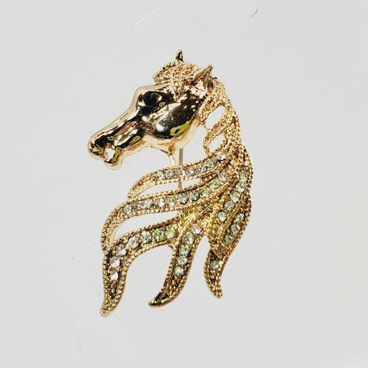 Crystal Horsehead Brooch - Unique Collectibles