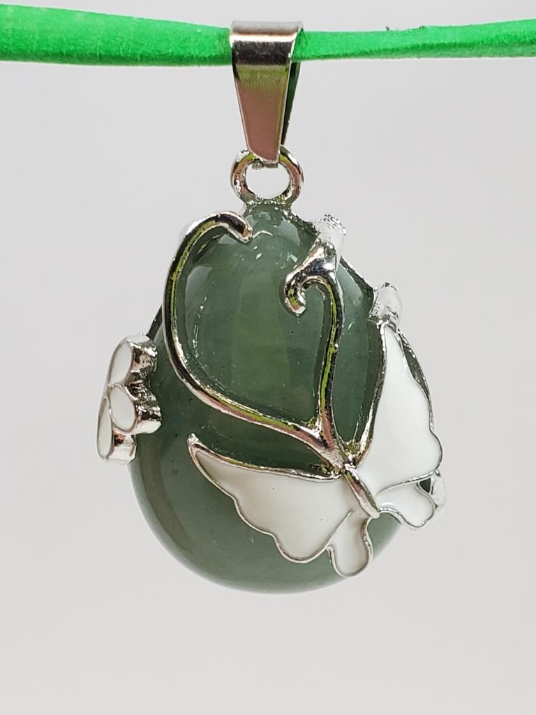 Butterfly Over Chalcedony Pendant - Unique Collectibles