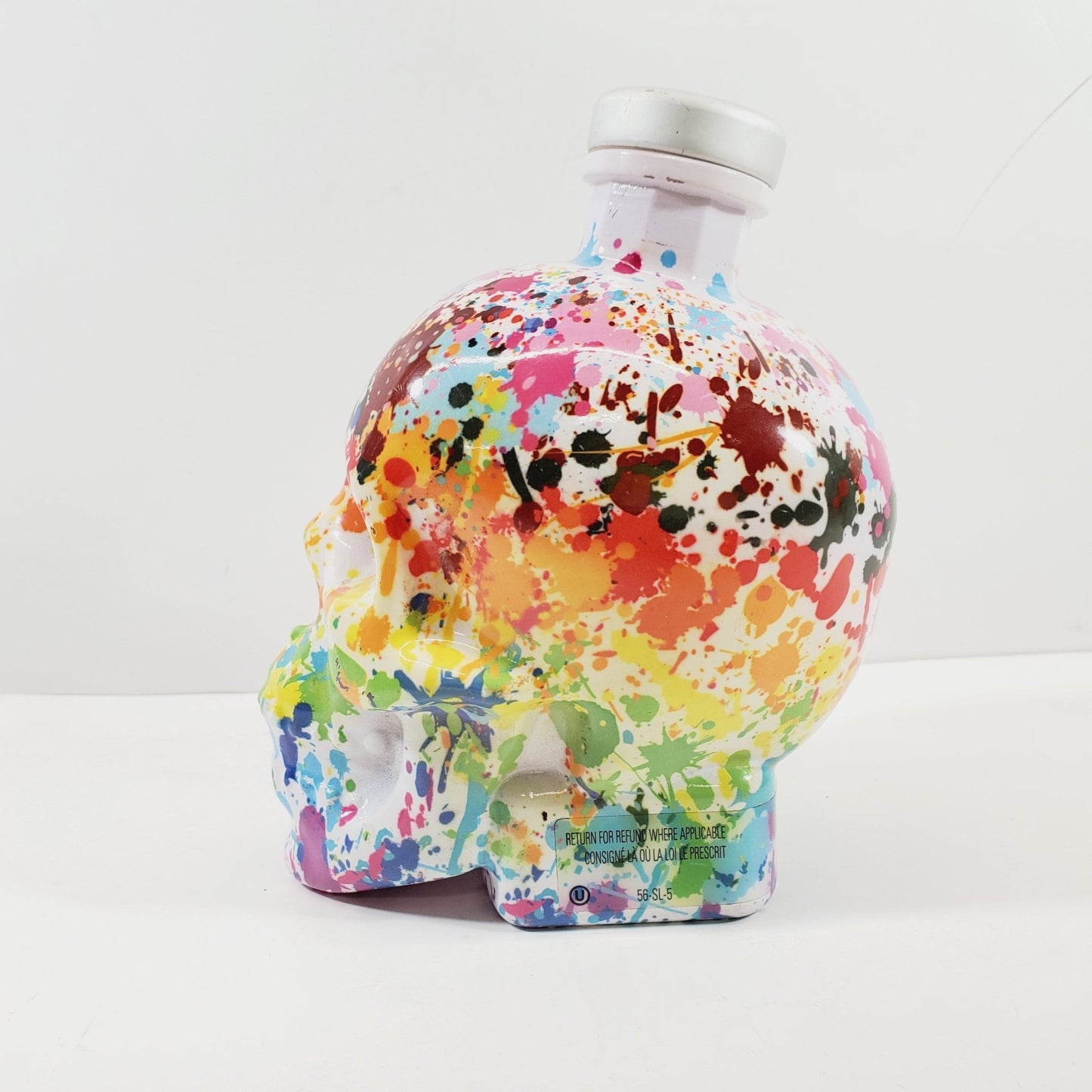 Crystal Head Vodka Bottle with Paint Your Pride Splatter Design - Unique Collectibles