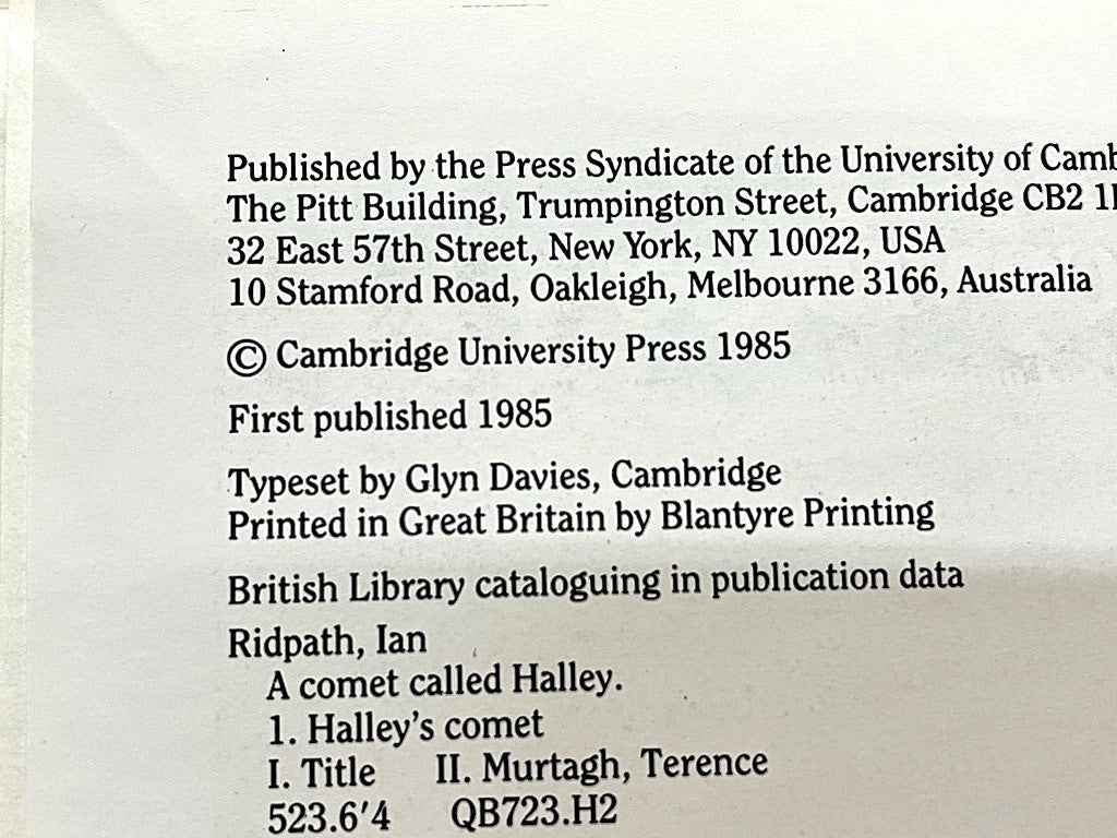 A Comet Called Halley by Ridpath and Murtagh - Unique Collectibles