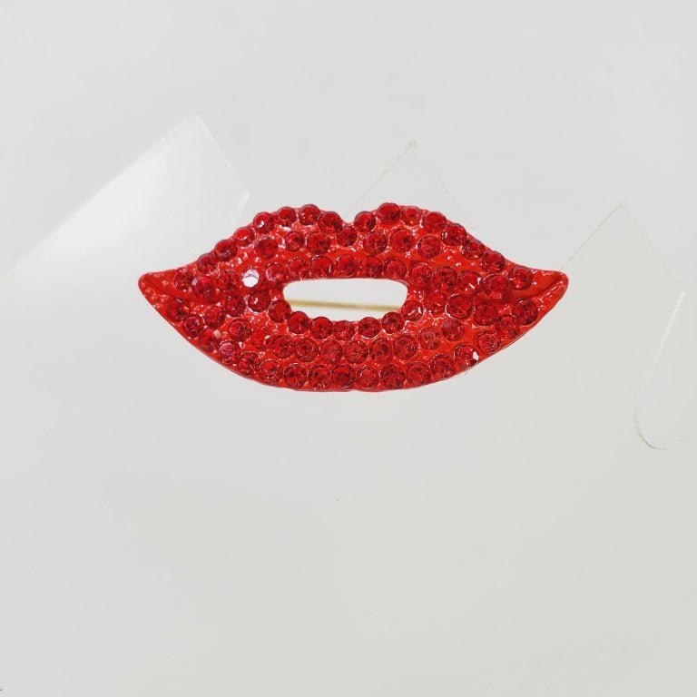 Fun Red Crystal Lips Brooch - Unique Collectibles