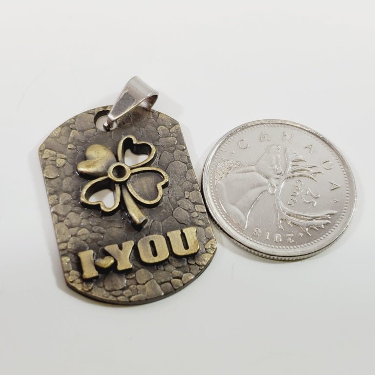Bronze Clover I Love You Pendant - Unique Collectibles