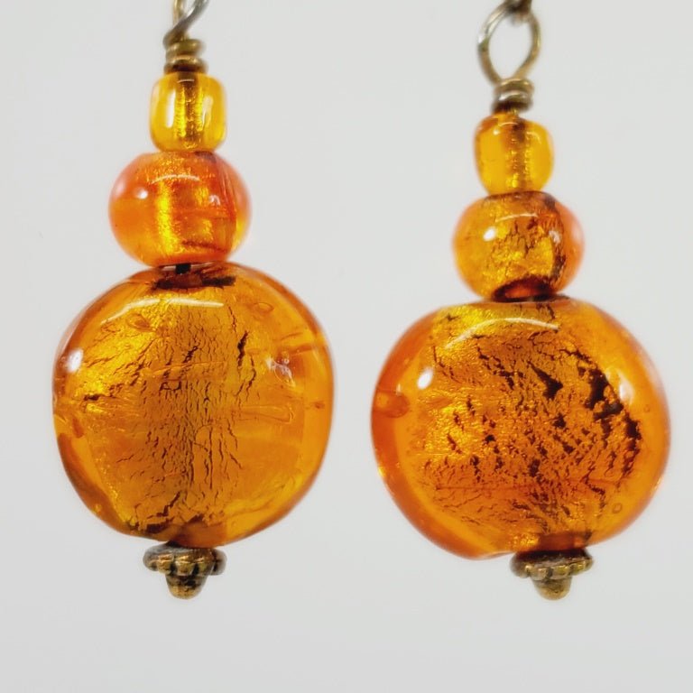 Art Glass Bead Dangly Earrings - Unique Collectibles