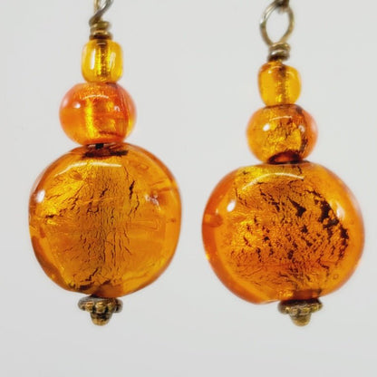 Art Glass Bead Dangly Earrings - Unique Collectibles