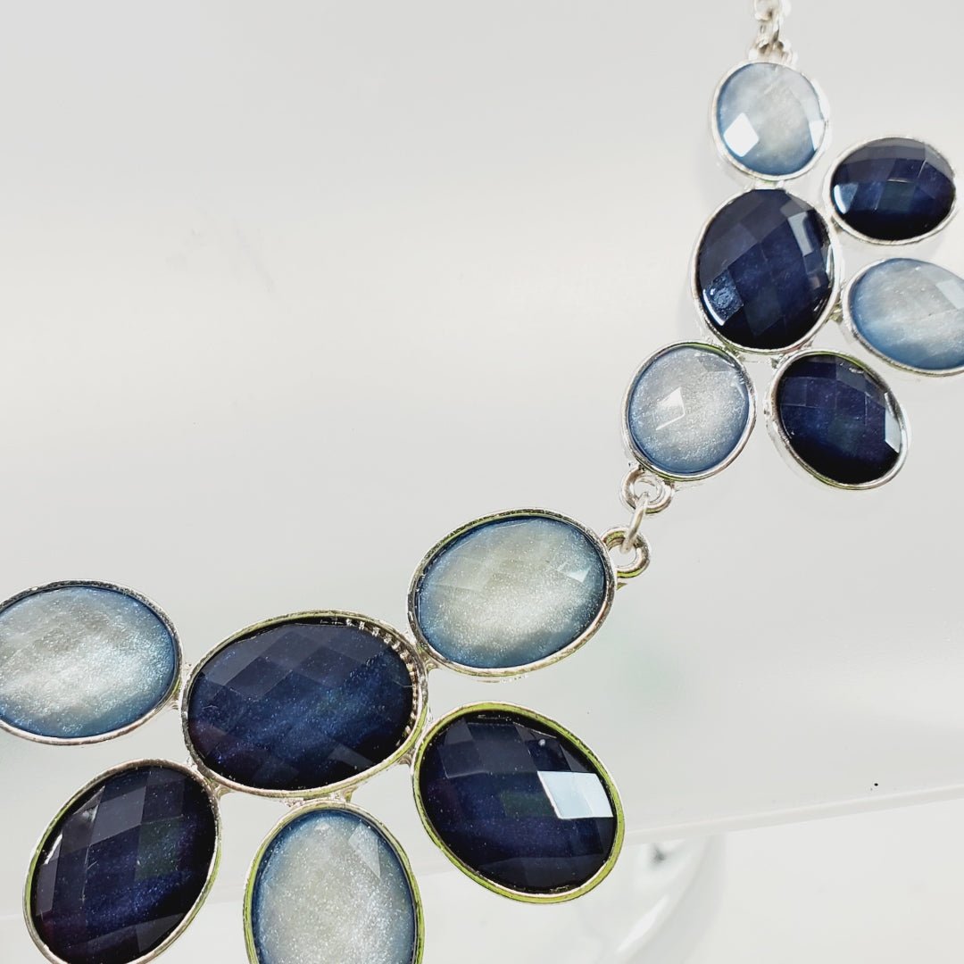 2 Tone Blue Statement Necklace 18" - Unique Collectibles