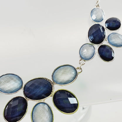 2 Tone Blue Statement Necklace 18" - Unique Collectibles