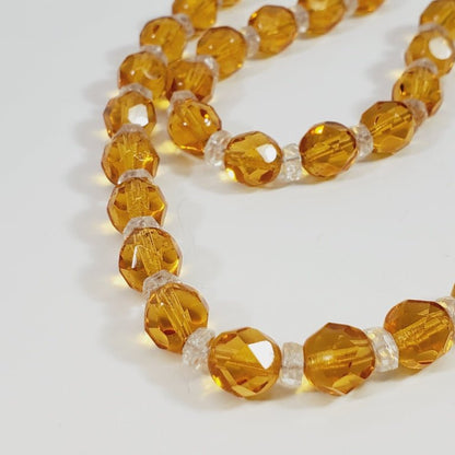 Vintage Yellow Crystal Beaded 18" Necklace - Unique Collectibles