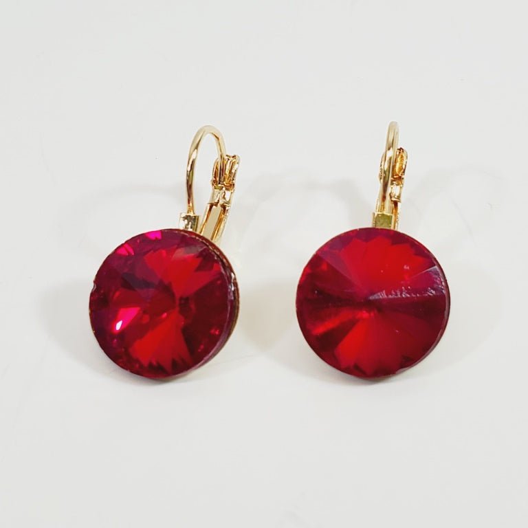 Red Crystal Pierced Earrings - Unique Collectibles