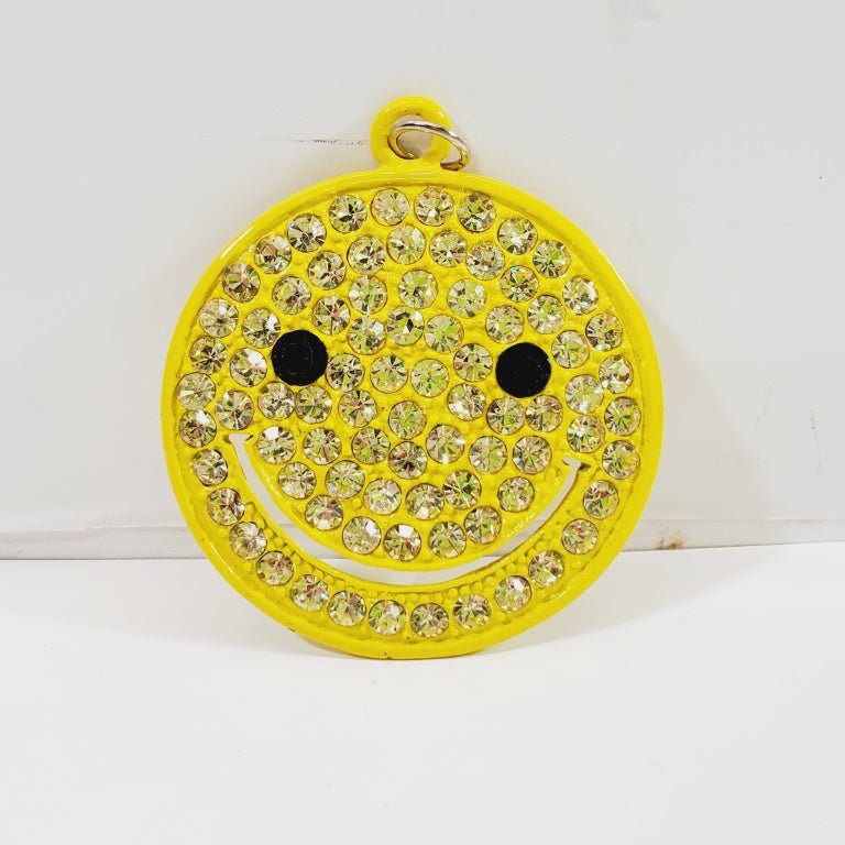 Crystal Encrusted Happy Face Pendant - Unique Collectibles