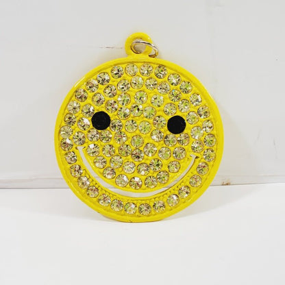 Crystal Encrusted Happy Face Pendant - Unique Collectibles