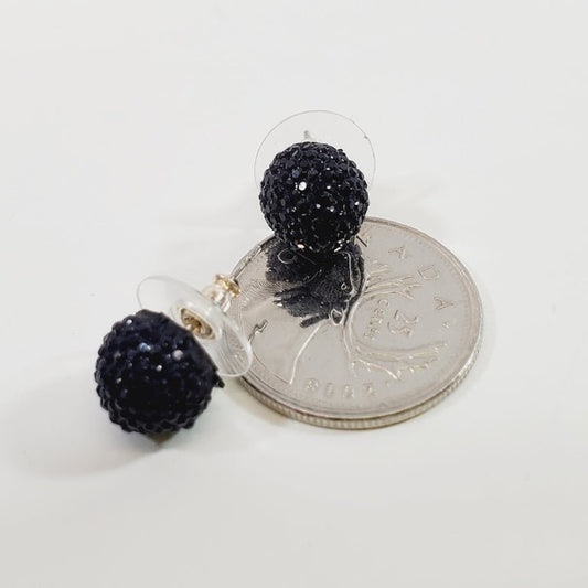 Black Crystal Beaded Pierced Earrings - Unique Collectibles