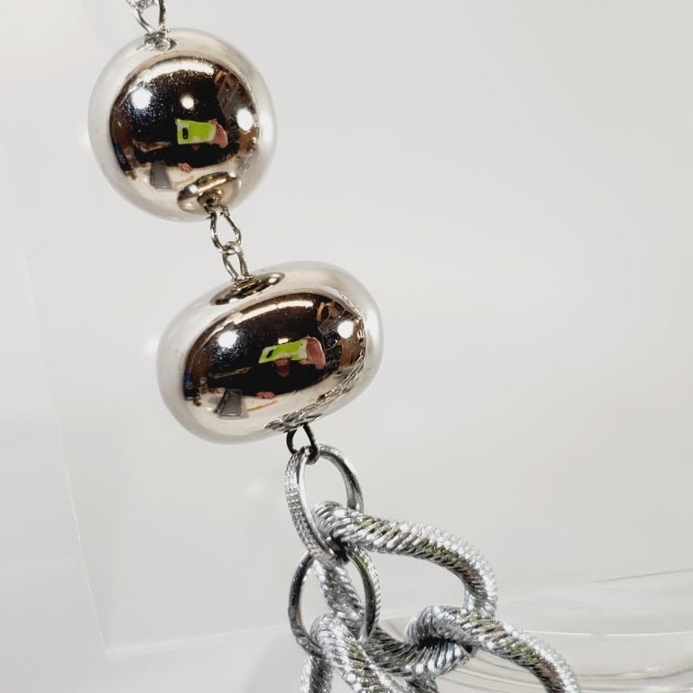 Metal Beads and Chain Necklace 24" - Unique Collectibles