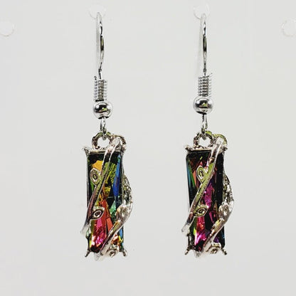 Rainbow Crystal Dangly Earrings - Unique Collectibles