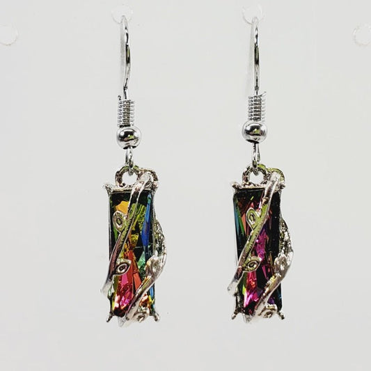 Rainbow Crystal Dangly Earrings - Unique Collectibles
