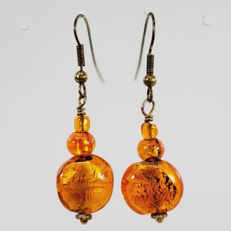 Art Glass Bead Dangly Earrings - Unique Collectibles