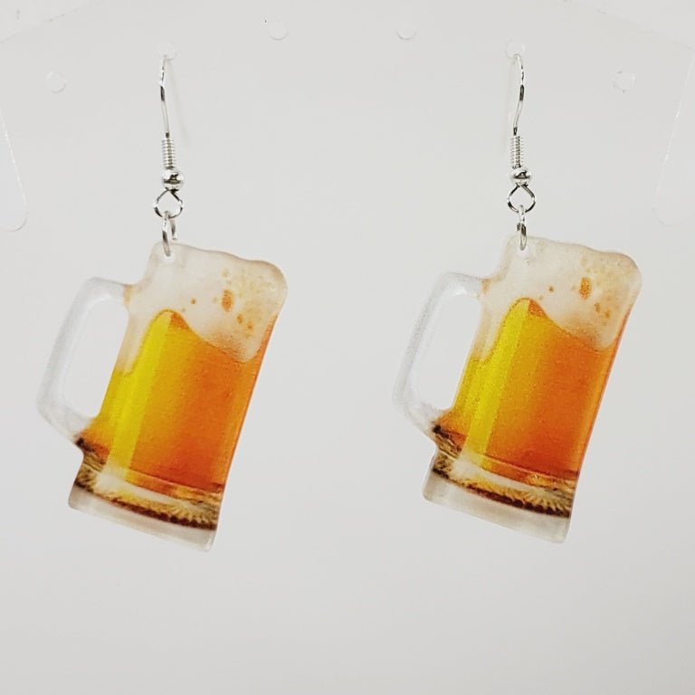 Beer in a Glass Pierced Earrings - Unique Collectibles