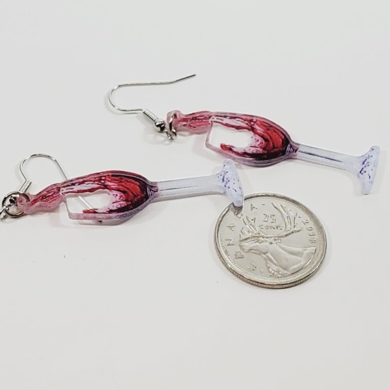 Wine Glass Pierced Earrings 2D - Unique Collectibles