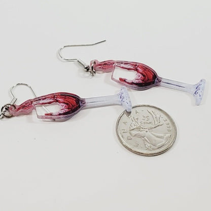 Wine Glass Pierced Earrings 2D - Unique Collectibles