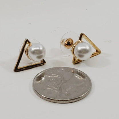 Vintage Geometric Faux Pearl Earrings - Unique Collectibles
