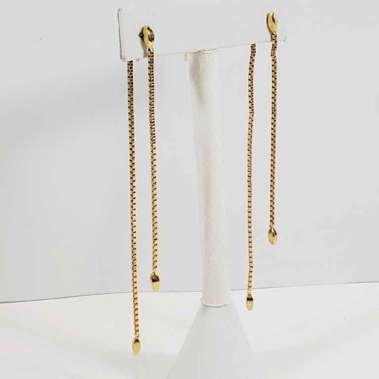 Vintage Double Chain Pierced Earrings 4" Long - Unique Collectibles