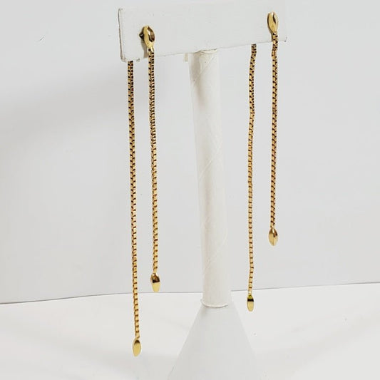 Vintage Double Chain Pierced Earrings 4" Long - Unique Collectibles