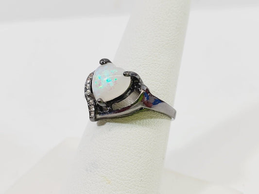 Fire Opal Created Ring Size 7 - Unique Collectibles