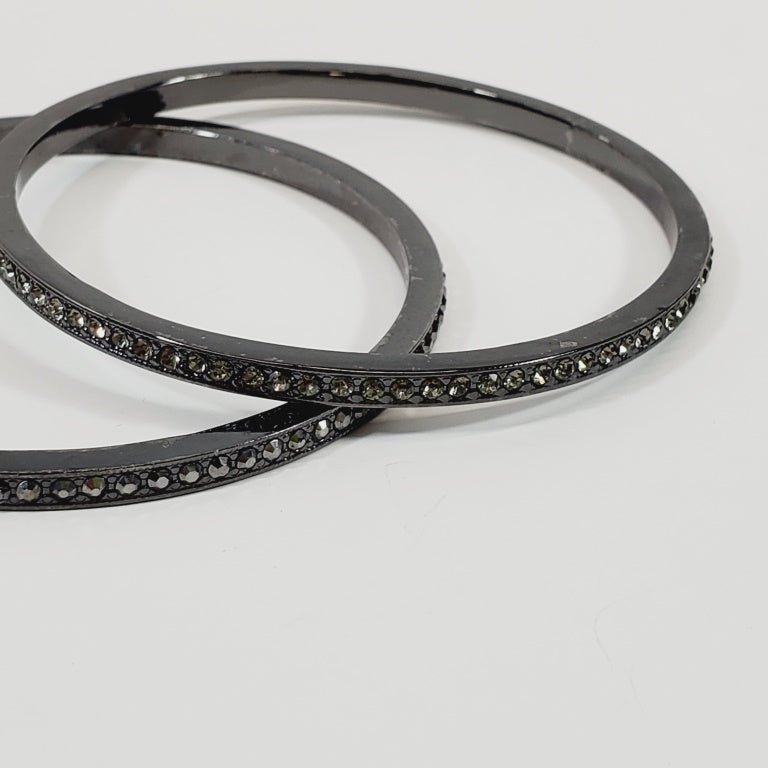 Two Crystal Gun Metal Bracelets - Unique Collectibles