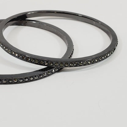Two Crystal Gun Metal Bracelets - Unique Collectibles